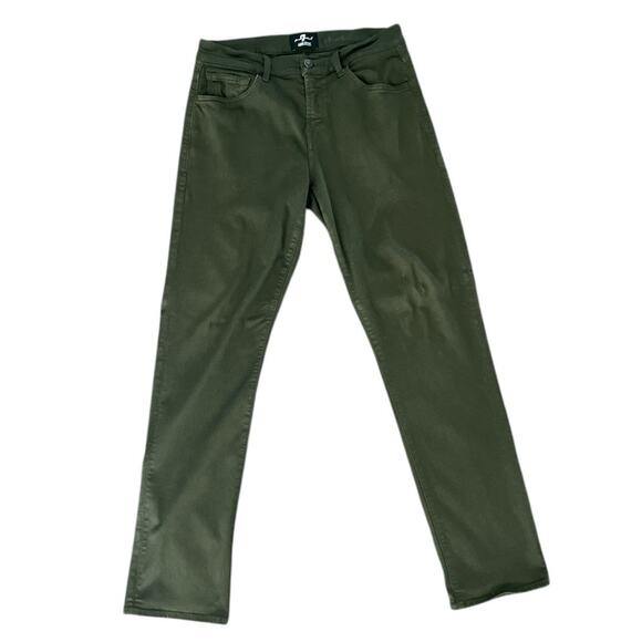 7 For All Mankind Luxe Sport Slimmy Stretch Jeans Olive 30x32 - Picture 1 of 10
